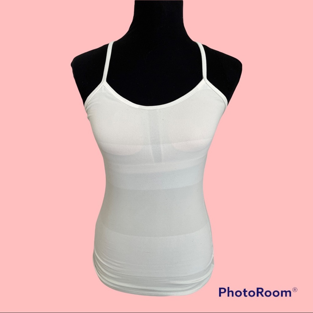 Lululemon Power Y Tank Luon Light White Grey Stripe Size 4